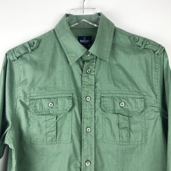 Old Navy Military Style Button Down Shirt. Unisex. Green. Size S - Picture 2 of 14